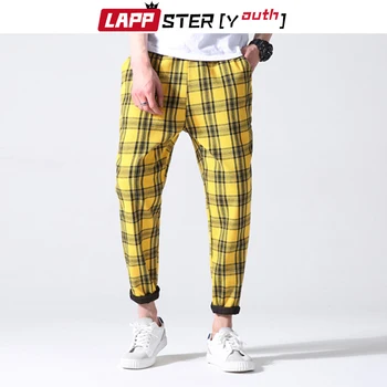 LAPPSTER-Tineret Bărbați Pantaloni Carouri Streetwear 2022 Harajuku coreea Moda Toamna Jogging Pantaloni de Trening Om 5 Culori de Pantaloni Harem 7