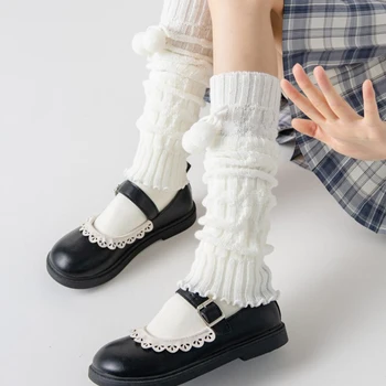 Lolita Goth Picior Cu Dungi Încălzit De Femeile Japoneze Gotic Șosete Lungi Ghetre Genunchi Iarna Tricotate Mansete Glezna Mai Cald 13