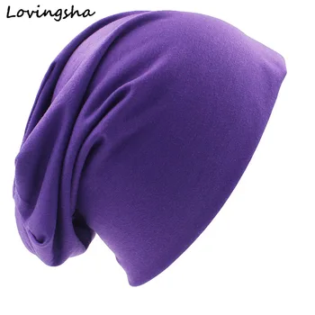 LOVINGSHA Brand de Moda de Toamnă Și de Iarnă Pălării Pentru Femei Design Solid Doamnelor pălărie subțire Chelioși Și Căciuli Bărbați Palarie Unisex HT029B 2
