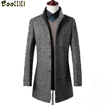 Lână Boollili 78% Palton Barbati Brand De Îmbrăcăminte De Înaltă Calitate Mens Lână Haina Bărbați Sacou Nou Mandarin Guler Barbati Paltoane Paltoane 12