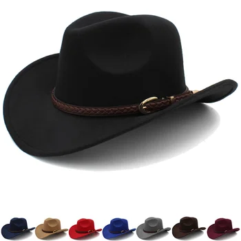 Lână de cafea centura bărbați și femei cald vest pălărie de cowboy în toamna și iarna 1