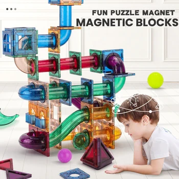 Magnetic Foaie de Bloc de Designer Magnet Maze Race Rula Mingea Marmură Urmări Pâlnie Slide Caramida Educație DIY Jucarii Pentru Copii