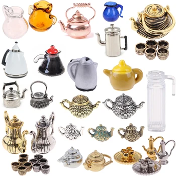 Mai multe Stiluri Set de Ceai Ceainic, Cană Fierbător de apă 1: 12 Mobilier casă de Păpuși în Miniatură de luat Masa Bucătărie, Jucării DIY 12