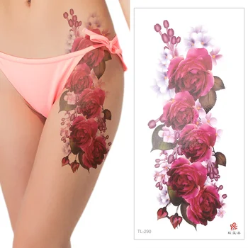 Mare Trandafir Roșu Autocolant Tatuaj Temporar rezistent la apa de Mare Floare Sexy Tatuaje False Femei Fata de Body Art Brațul Moda Tatuaj Hârtie 1 BUC 8