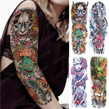 Mari Bratul Tatuaj Japonez Prajna Crap Dragon Impermeabil Tatuaj Temporar Autocolant Dumnezeu Arta Corp Complet False, Tatuaj Femei Bărbați 8