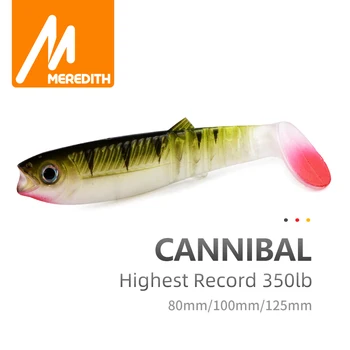 MEREDITH Canibal Momeli 80mm 100mm 125mm Artificială Moale, Momeli de Pescuit, Momeli de Pescuit Moale Atrage Silicon Shad Worm Bass Momeli 10