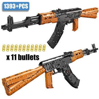 Militar Seria 1393pcs AK47 AKM Pușcă Automată Model Blocuri de Construcție de Înaltă tehnologie MOC Poate Trage gloanțe Cărămizi Jucarii si Cadouri 10