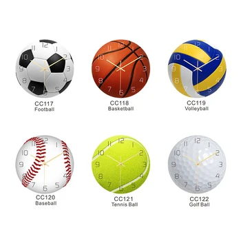 Minge de Sport Ceas de Perete Tăcut Non-Ceas Ticăie Acrilice Artă, Fotbal, Baschet, Volei, Baseball, Tenis pentru Biroul de Acasă