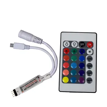 Mini LED RGB Controller 4 pin 24 Taste DC 5V 12V Dimmer IR Wireless 4pin Control de la Distanță pentru SMD 2835 5050 RGB banda strip Lumini 9