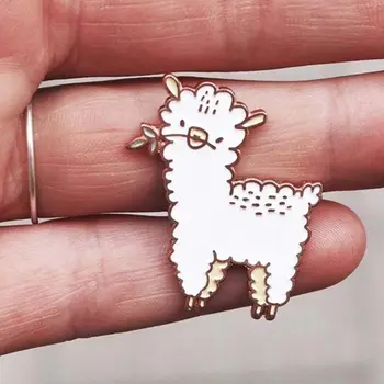 Minunat alpaca Email Brosa Mica oi Pin Denim Haine Pin Rever Butonul Insigna de Desene animate de Animale de Bijuterii Cadou pentru Copii Fete 8
