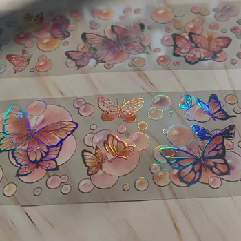 Minunat de Zbor de Fluture de Aur Strălucitor de Banda PET pentru Luare de Card DIY Scrapbooking Autocolant Decorativ 14