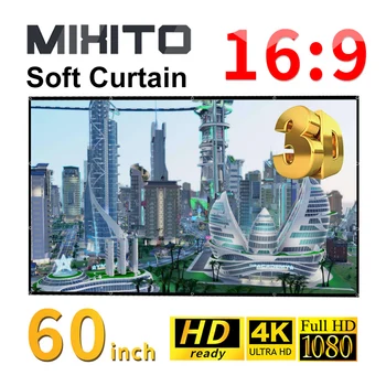 MIXITO 16:9 Proiector Perdea Moale 72 60 Inch Ecrane Proyector Casa Inteligentă în aer liber KTV Birou Portabil, Simplu de Proiecție 12