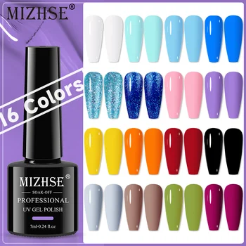 MIZHSE 7 ml Gel de Unghii 16 Culori de Vară Solid Gel de unghii Nail Art Manichiura Soak Off UV Gel Lacuri de Unghii de Baza Strat de Top 14