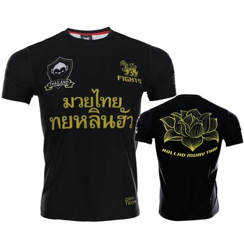 MMA Mâneci Scurte Bărbați Rashguard T Shirt de Imprimare Respirabil Fitness Box Tricouri Muay Thai sex Masculin MMA, Kickboxing Costum Sport