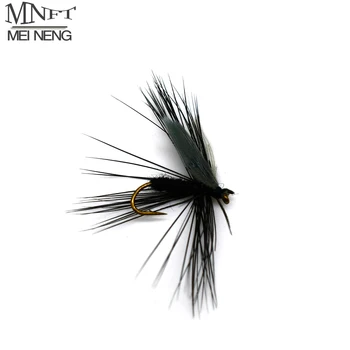 MNFT 10BUC 10# Momeli pentru Pescuit Gri Drake Aripa Negru de Muște Uscate, Larve de Muscă Pentru Păstrăv de Apă dulce de Pescuit Lures 1