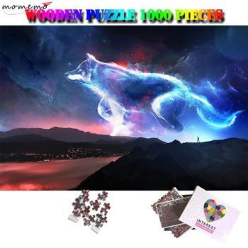 MOMEMO Wolf Puzzle 1000 Piese pentru Adulți din Lemn Fantezie Peisaj Jigsaw Puzzle-uri Interesante Asamblare Jucarii pentru Copii Puzzle-uri Jocuri 12