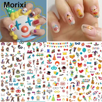 Morixi nail art sticker pentru Pop degetul petrecere lipici benzi pentru manichiura 3D ultra subțire slider de Clovn autocolant WG062