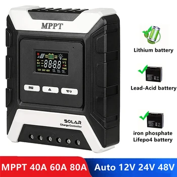 MPPT Controler de Încărcare Solară 80A 60A 40A 50A panouri Solare FOTOVOLTAICE, Regulator de 12V/24V/48V Litiu/Plumb-Acid/Fosfat de Fier Baterie