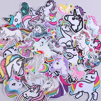 Multe Paiete Unicorn Drăguț Patch-uri Brodate pentru Îmbrăcăminte Fuzibile Cerere de Cusut Coase pe Patch-uri Diy Fier-pe Aplicatiile de pe Haine 10