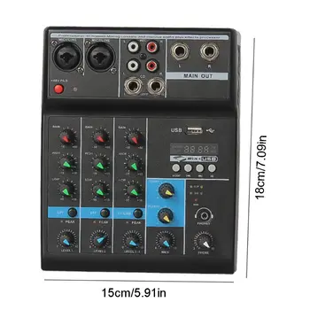 Multi-scop Mixer Audio Consola cu 4 canale, Mixer cu o placa de Sunet Mixer Built-in 48V Phantom Power Supply pentru Exterior 9