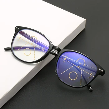 Multifocale ochelari de citit multifocală progresivă anti-albastru UV protectie ochelari de lectură full-frame bărbați și femei 3