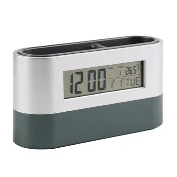 Multifunctional Home Office Digital Ceas cu Alarma Snooze Stilou Titularul Calendar de Afișare a temperaturii Albastru Negru de Bună Calitate Gratuit Nava 3