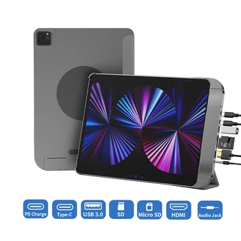 Multifuncțional Caz Pentru ipad Pro12.9 11 2020 2021 2018 se Acoperă Cu C HUB USB La HDMI compatibil cu USB 3.0 PD Taxa de Card Reader 6