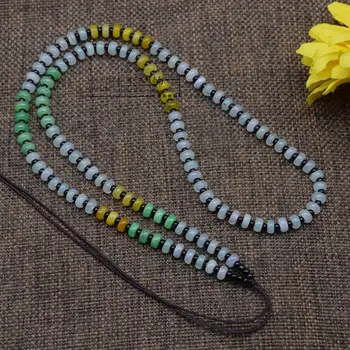 Naturale de Smarald Trei Culori Abac Margele Colier Pandantiv Accesorii DIY de Mână de Moda Tricotate Amuleta Femeile Noroc Lanț Pulover 6