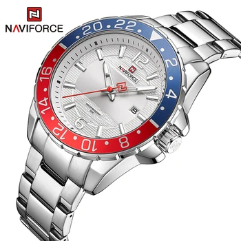 Naviforce Top Ceas de Moda pentru Bărbați din Oțel Inoxidabil rezistent la apa Militari Ceasuri Quartz Data Cadran Mare Ceas Relogio Masculino 9