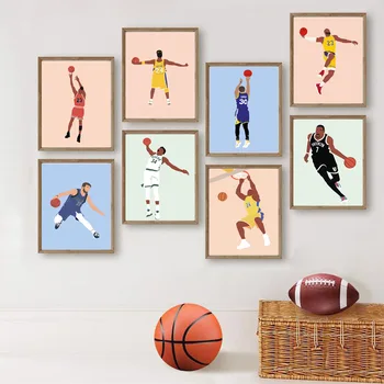 NBA de Baschet Celebru Jucător de Super Star Portret Arta de Perete Panza Pictura Postere Si Printuri Poze de Perete Pentru Living Decorul Camerei