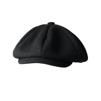 Negru Pălărie vânzător de ziare de Top Grad Om vânzător de ziare Capace Octogonal Tweed Cald Iarna Berete Pălărie de sex Masculin de sex Feminin Gatsby Capace Plate BLM08 16