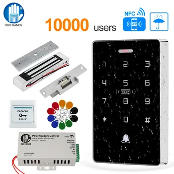 NFC Ușa Sistem de Control Acces Kit rezistent la apa de Acces RFID Tastatura Controlerului 10000 Capacitate de Utilizator + Electric Magnetic Grevă Încuietori 12