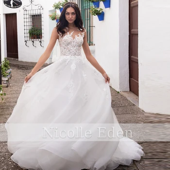 Nicolle Eden-LINIE Personalizate Romantic Rochie de Mireasa Pentru Femei 2022 Pe Umăr Dantela Aplicatii Robe De Soirée De Mariage 2