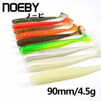NOEBY 6pcs/lot Moale Atrage 90mm/4.5 g Worm Manual Moale de Pește Pescuit Nada Shad Manual Silicon Bass T-Coada Swimbait Pescuit