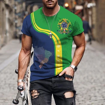 Noi de Vara Clasic Brazilia Flag Model Tricouri Vintage Personalizat Barbati Subara Tricouri DIY Imprimate T-Shirt pentru Bărbați Supradimensionate Topuri 12