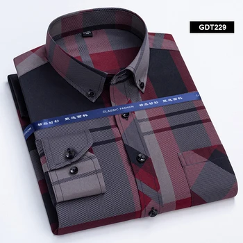 Noile Tricouri Casual cu Maneci Lungi Pentru Barbati de Imprimare de Moda Poliester Non-fier Respirabil Lux Camasi Carouri om de Afaceri de Îmbrăcăminte Moale 1