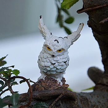 NOUL Mini Figurina Bufnita Cameră Decor de Crăciun de Simulare de Animale, Păsări, Peisaj Genshin Impact Fairy Garden Home Rasina de Artizanat Decor