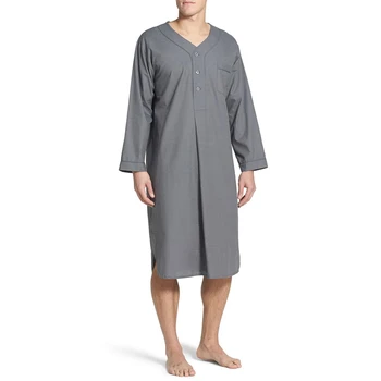 Oamenii Pierde V Gatului Maneca Lunga Camasa De Noapte, Pijamale De Bumbac Confortabil Sleepwear Tricou Top Homewear Robe Lungi Casual Cămașă De Noapte