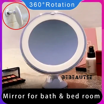Oglinda cu LED-uri Lumina de Fundal 10X Mărire Creșterea Cosmetice Rotund Machiaj Vanitatea Dormitor Masă de Make-up Baie Oglindire