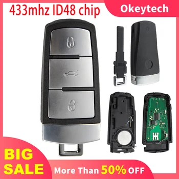 OkeyTech 3BT 433Mhz Cip ID48 sistemului de acces fără cheie Auto Inteligent Cheie de la Distanță Pentru toate modelele VW Passat B6 3C B7 Magotan CC 3C0959752BA Pentru Cheie Auto VolksWagen 14