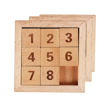 Opt Alunecare Gresie IQ-ul Joc Jucarii 8 Puzzle Matematica din Lemn Puzzle Teaser Creier Numerele 1-8 Numărul Naucitoare Joc pentru Adulți și Copii 8