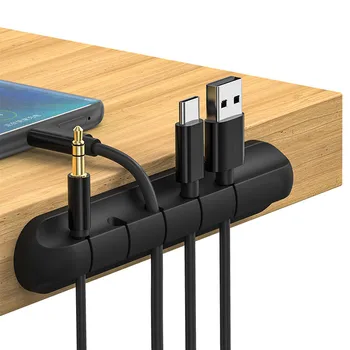 Organizator de cablu Wire Management Suport Flexibil USB Cablu Bobinator Ordonat Silicon Clipuri Mouse-ul Pentru Căști de Telefon Cod Protector 14