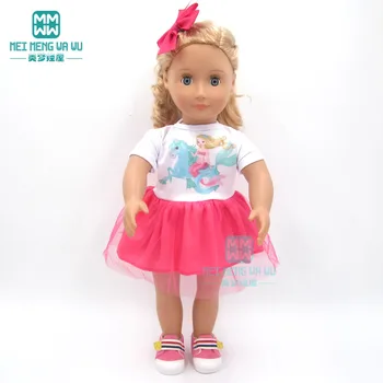 Papusa haine pentru 45 cm American doll și nou-născut papusa Tipărite pentru copii printesa rochie 6