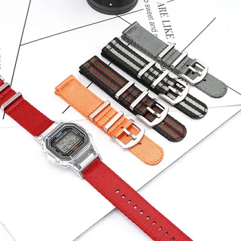 Pentru Casio G-SHOCK GD-100/110/120 Nylon Curea de Ceas pentru DW-5600 GW-M5610 DW-6900 G-5600 Men Sport Watchband Negru Argintiu Adaptoare