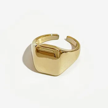 Peri ' sbox de Aur/Argint de Culoare Larg Pătrat Inele Plat Lustruit Geometrice Inele pentru Femei Vintage Stivuire Inele Reglabile 2020 Fierbinte 5