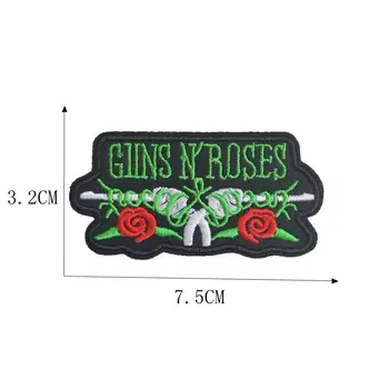 Personalizat DIY Design Negru Diagonal Tesatura Mici de Flori Rose de la Guns N Roses Muzica Rock Band Broderie Patch-uri de Fier pe Suport Pentru Jacheta 15