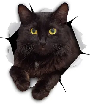 Pisica neagra Rupt de Metal Masina Autocolant Impermeabil Personalizat Decal Laptop Camioane Motociclete Accesorii Auto din PVC,14cm*13cm 6