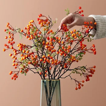 Plante artificiale Ornamente Simulat Flori Berry Fructe de Toamnă Filiala de Întreținere Frumos-free Lungime 70cm Imitații de Plante