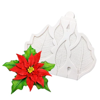 Poinsettia Crăciun Floare Silicon Tort Mucegai De Copt Sugarcraft Brioșă Cu Ciocolată Fondantă De Tort De Decorare 12
