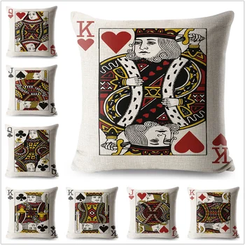 Poker Regele Regina si Jack de Pernă Decorative Imprimate Pernele de Acoperire pentru Canapeaua de Acasă Camera pentru Copii 100% Poliester Pernă 3